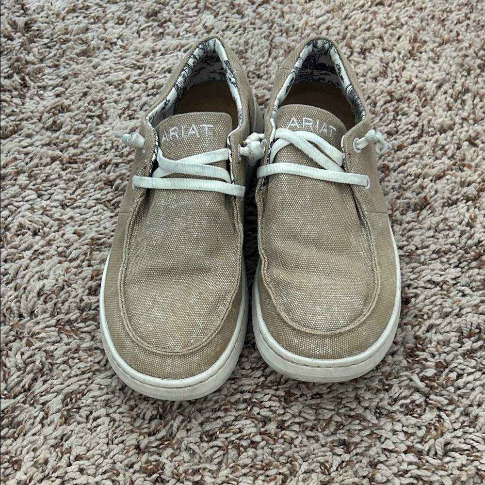 Ariat Beige Canvas Sneakers with White Accents